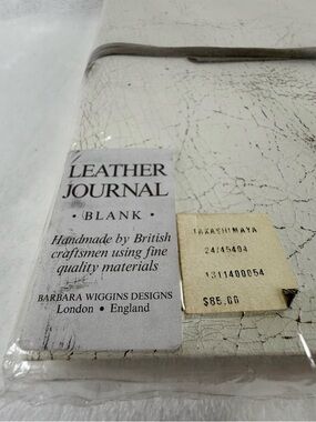 Barbara Wiggins Vintage White Distressed Leather Bound Journal Blank Pages